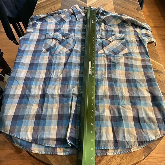 Youngbloods Western Shirt‎ Pearl Snap Long-sleeve Plaid Vintage Mens Large - Picture 5 of 6